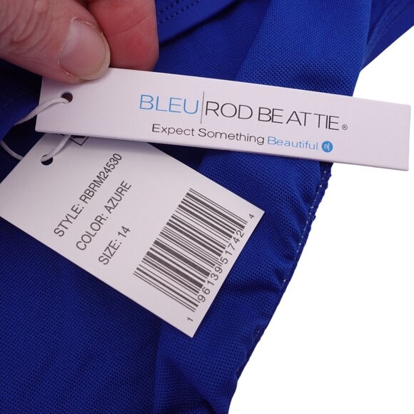 NWT Bleu Rod Beattie Ring Master Hipster Sarong Bikini Bottom Sz 14 Azure Blue - Picture 4 of 5